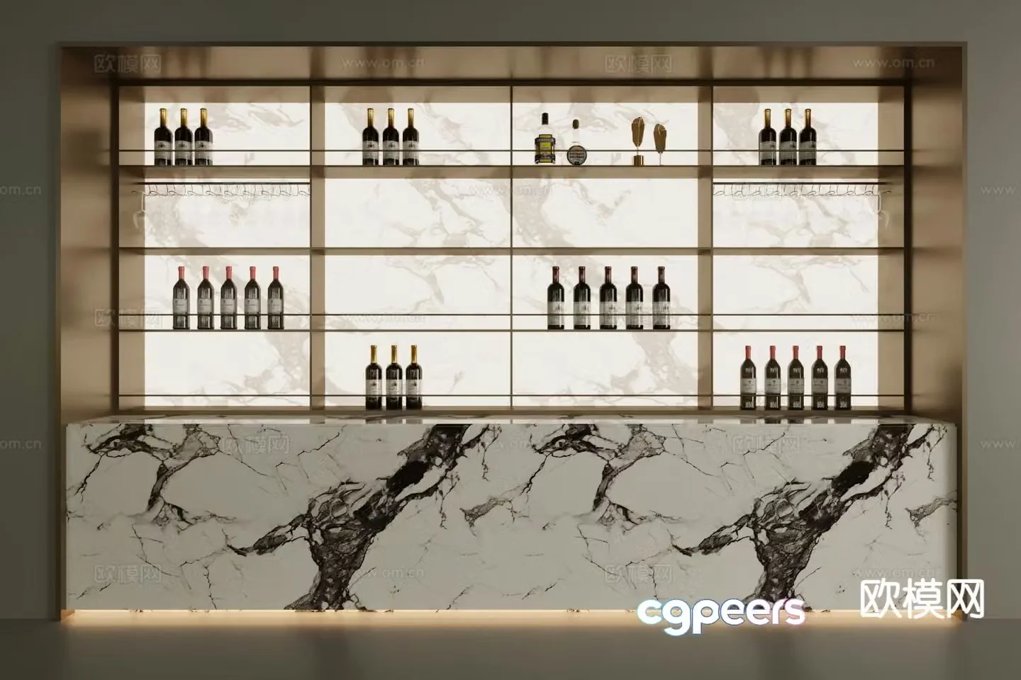 Modern wine cabinet wine rack 3d model