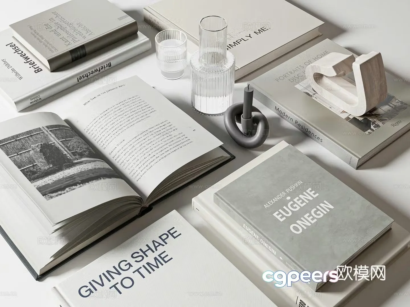 Modern book ornaments 3d model
