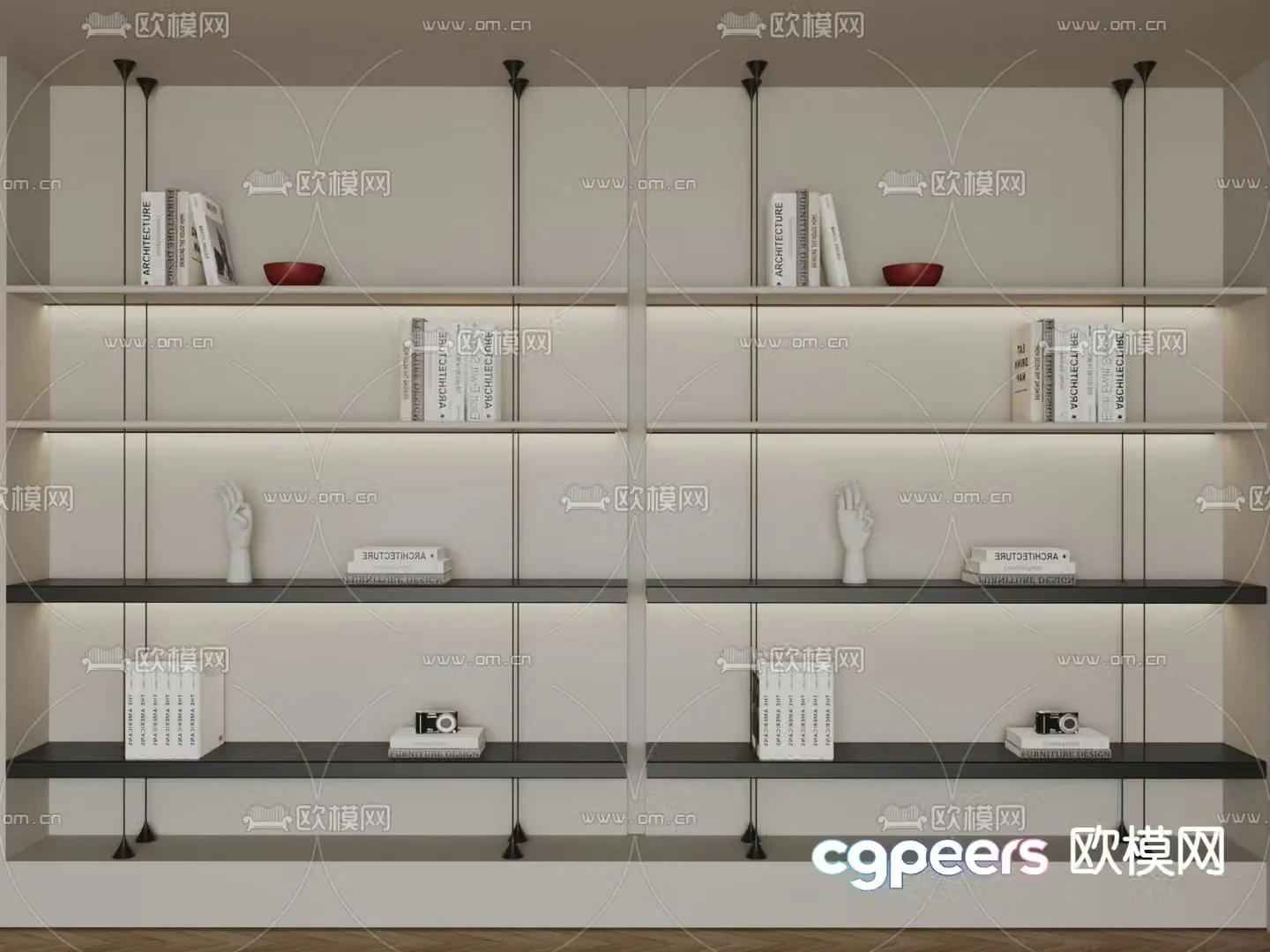 Modern bookshelf decorative rack 3d model