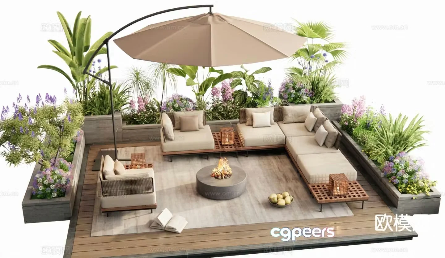 Modern outdoor sofa modular sofa 3d model