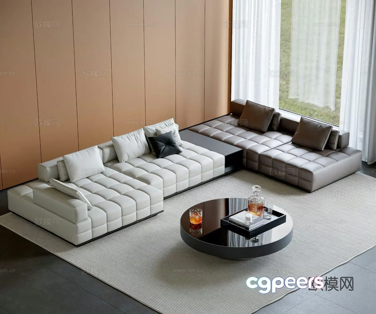 Italian multi-person sofa corner sofa 3d model