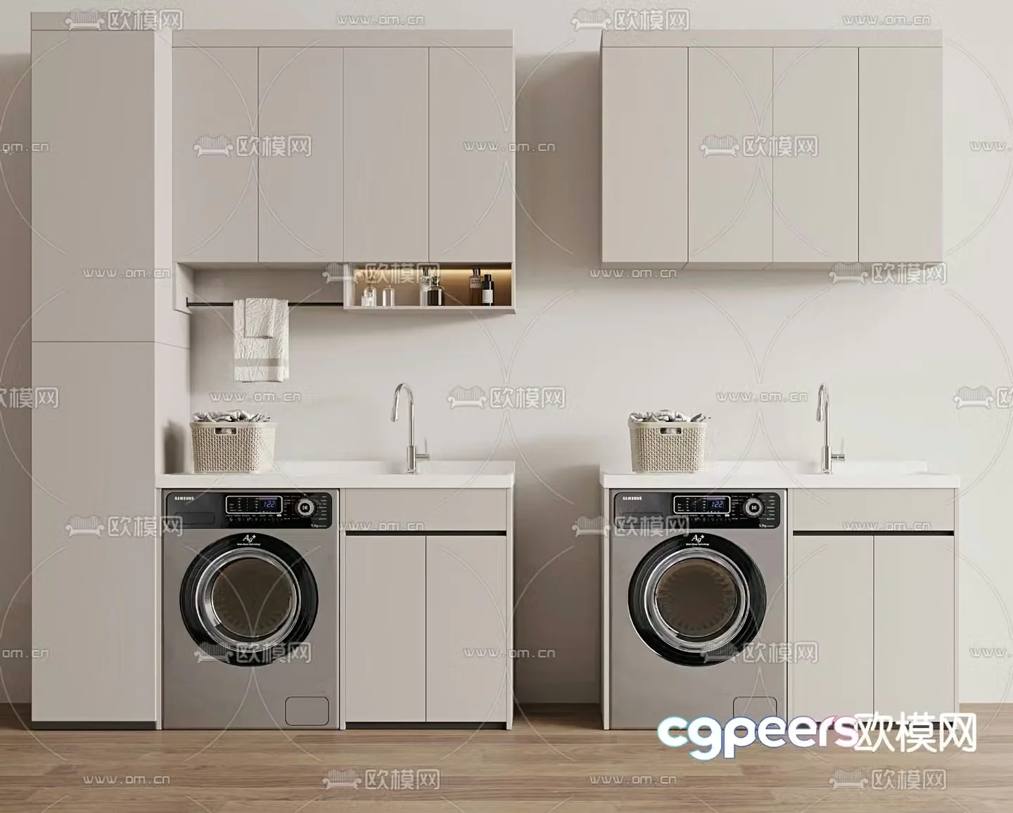 Balcony cabinet washing machine cabinet 3d model