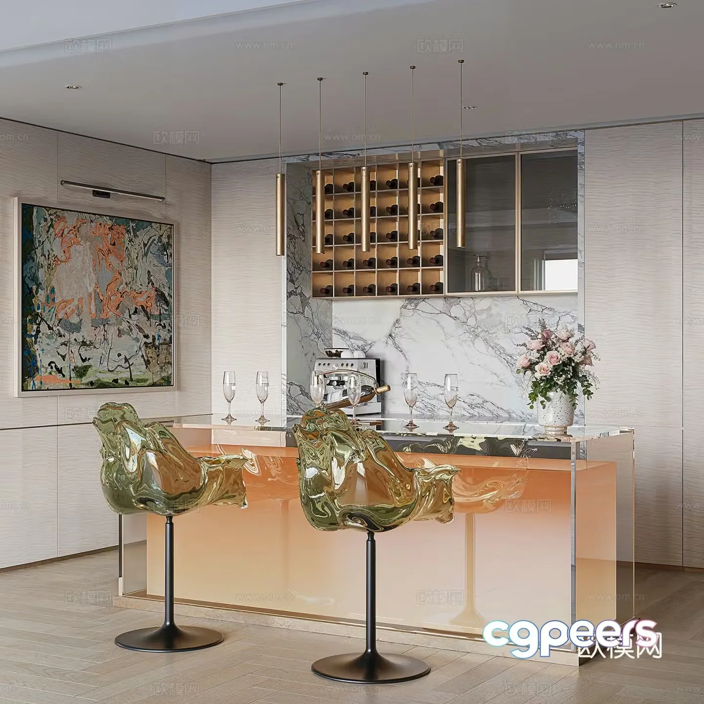 Modern bar area 3D model