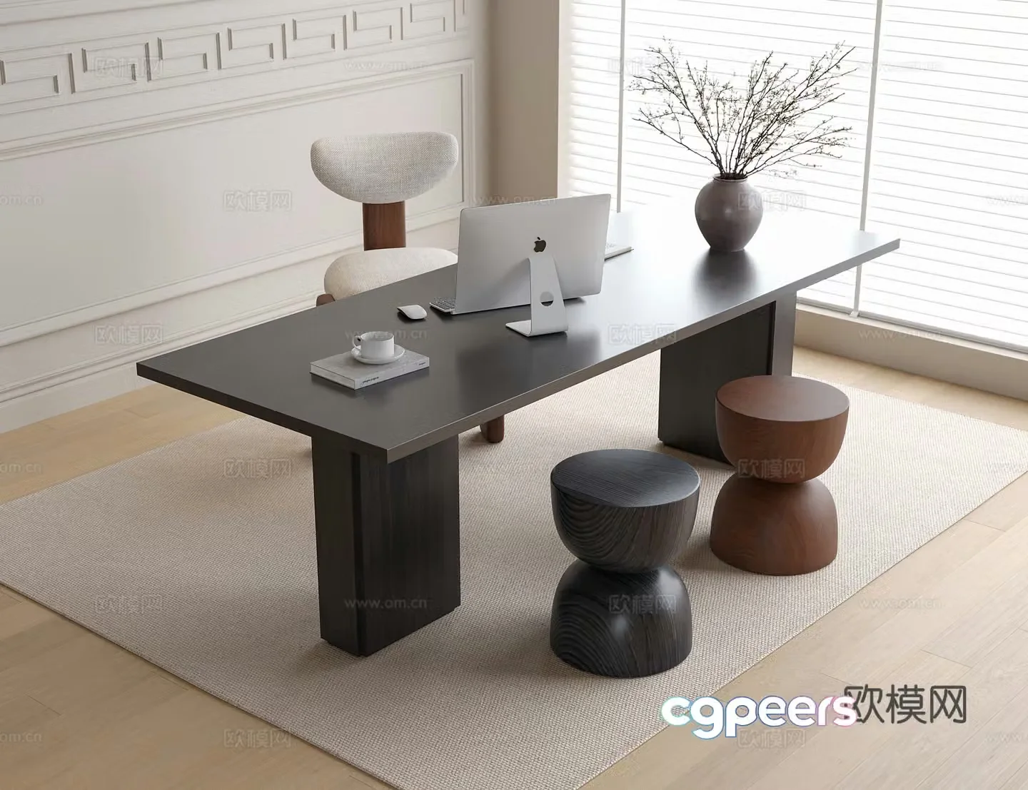 Modern desk chair desk stool 3d model