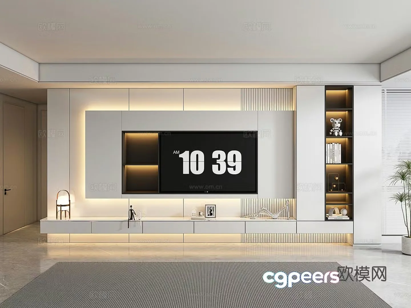 Modern TV cabinet background wall 3d model
