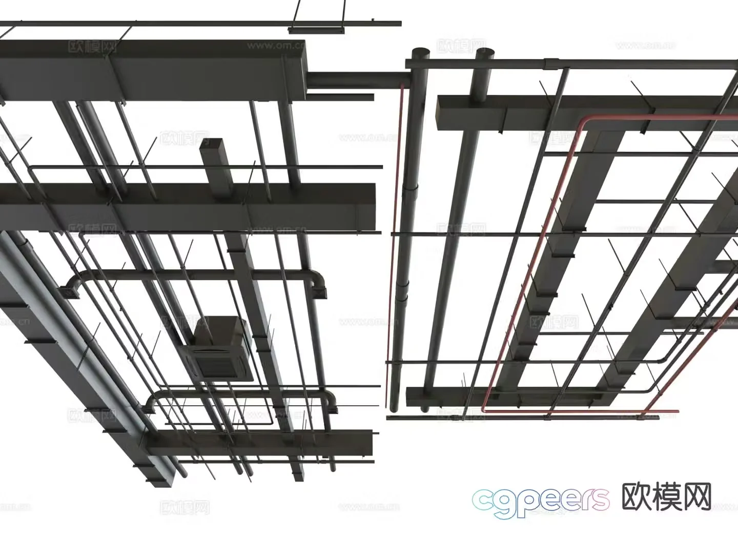 Ventilation duct ceiling Pipe ceiling Fire piping 3D model