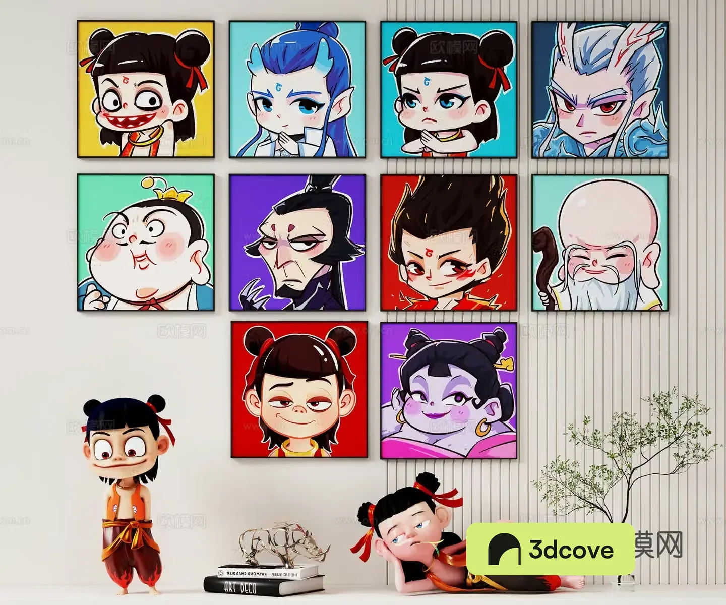 Modern hanging paintings children’s room decoration paintings cartoon decoration paintings Nezha doll figures