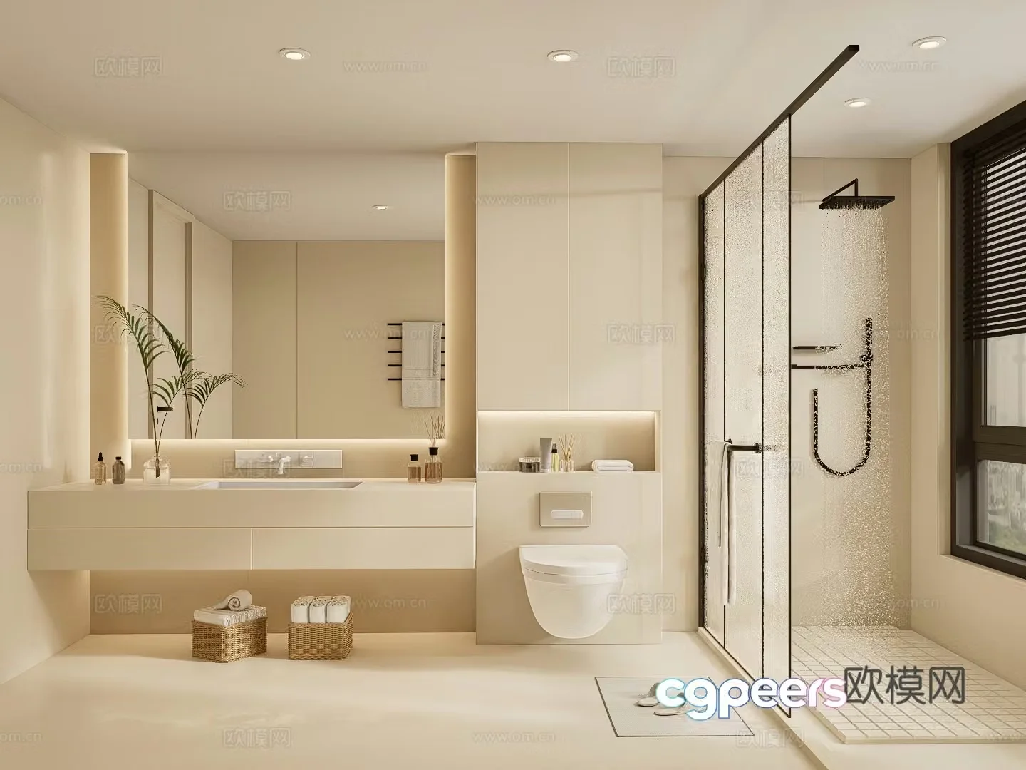 Cream style bathroom bathroom 3d model