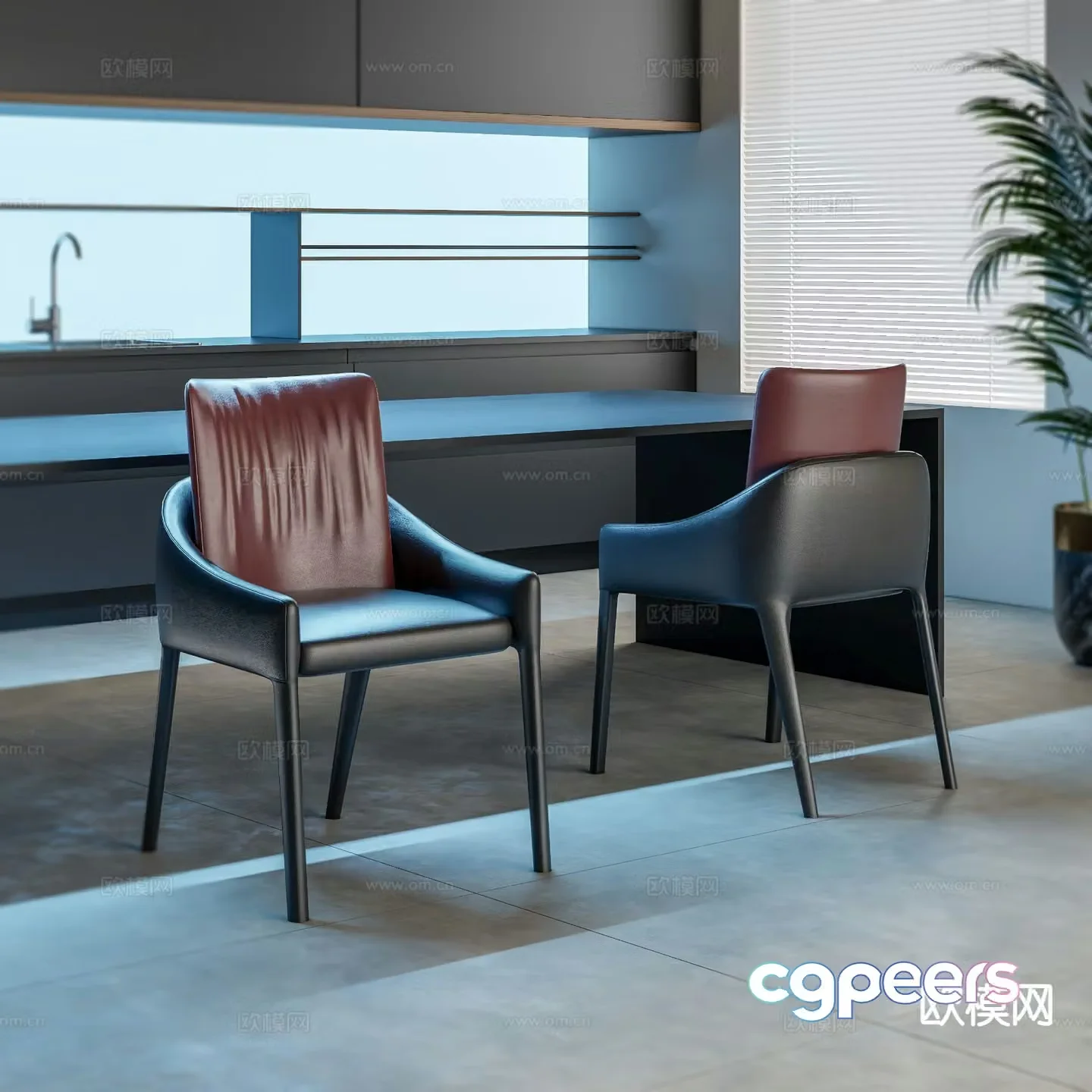 Italian chair casual chair dining chair 3d model