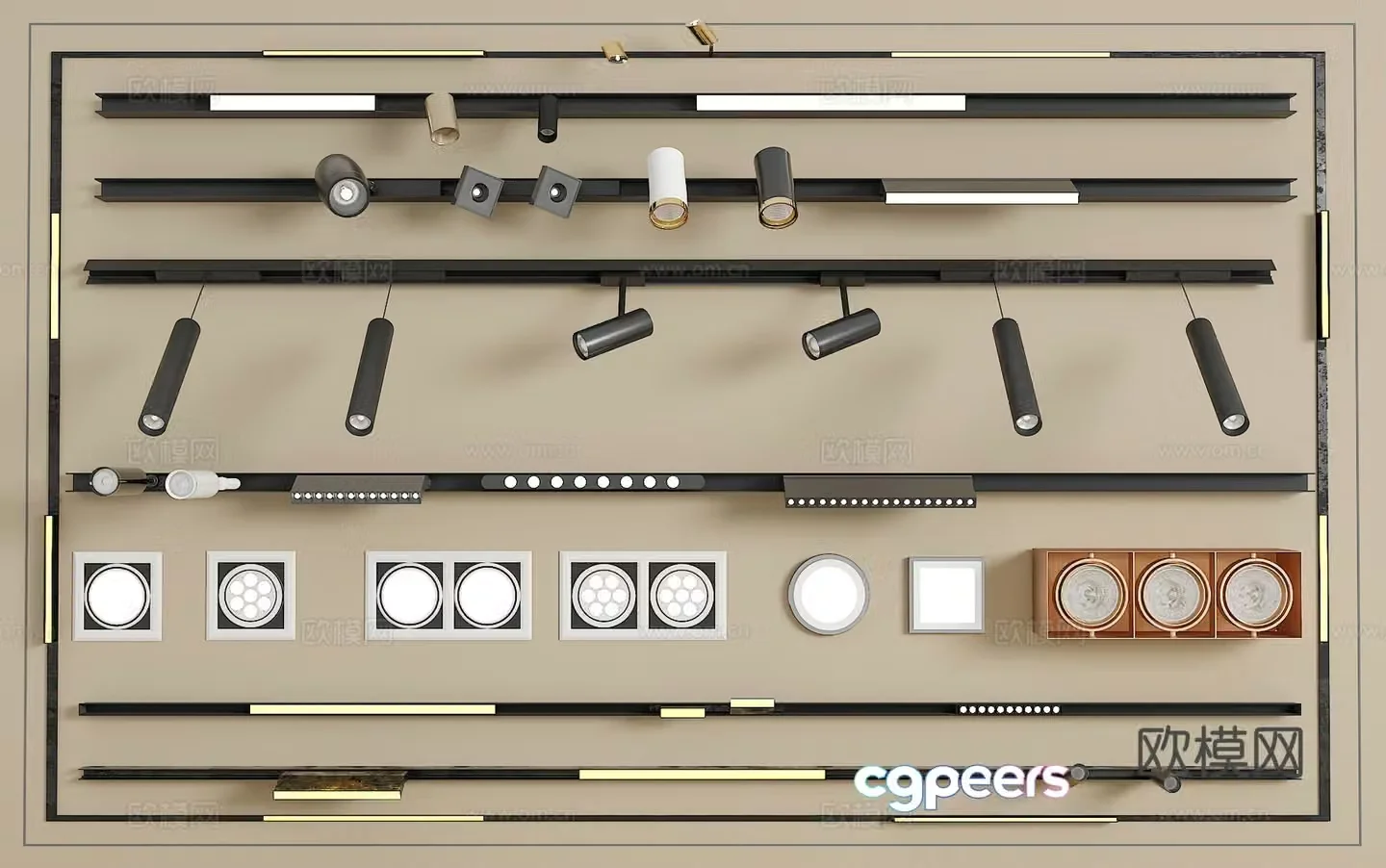 Track spotlight downlight linear lamp embedded downlight magnetic spotlight 3D model