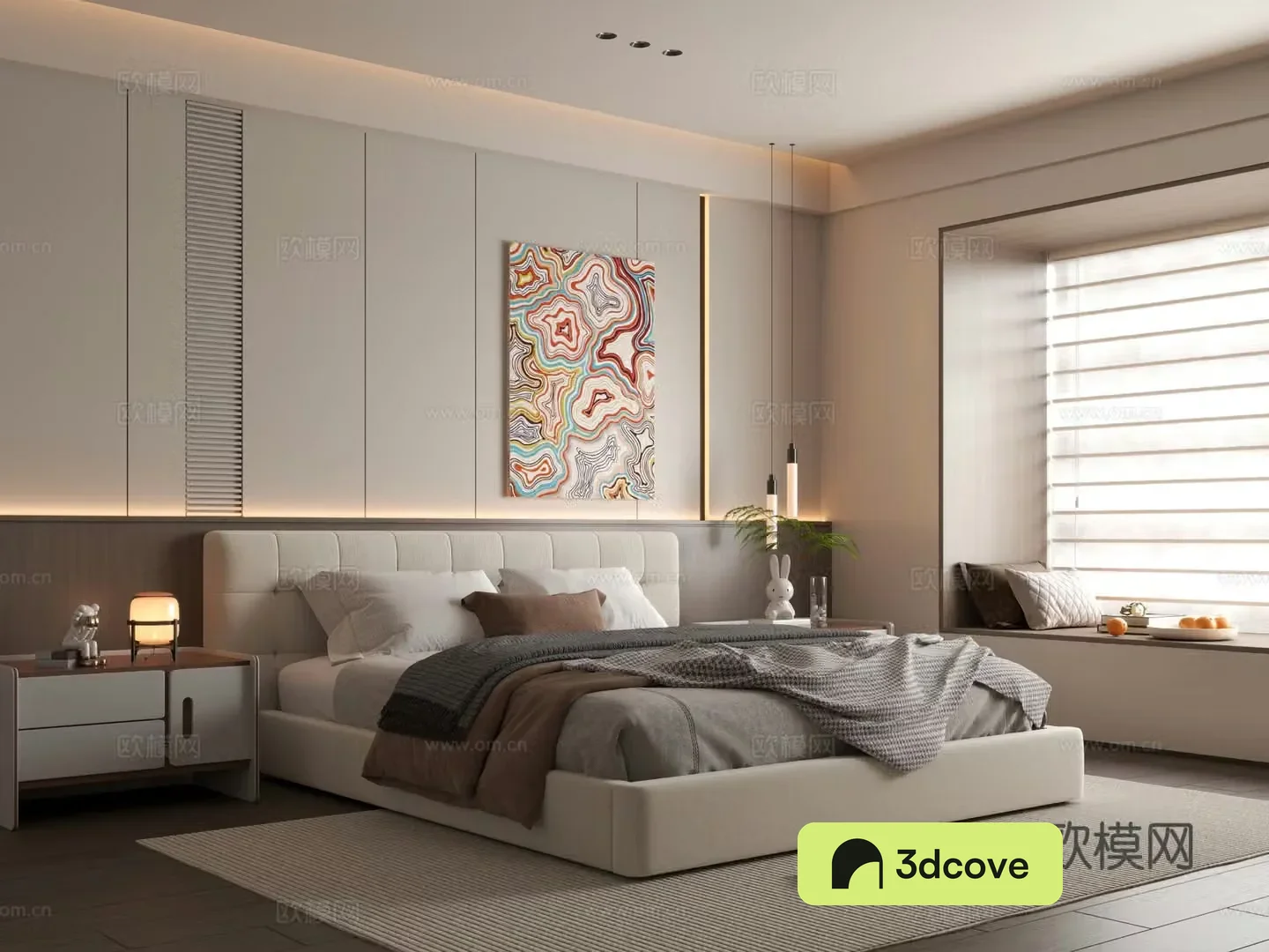 Modern bedroom Italian bedroom Background Wall