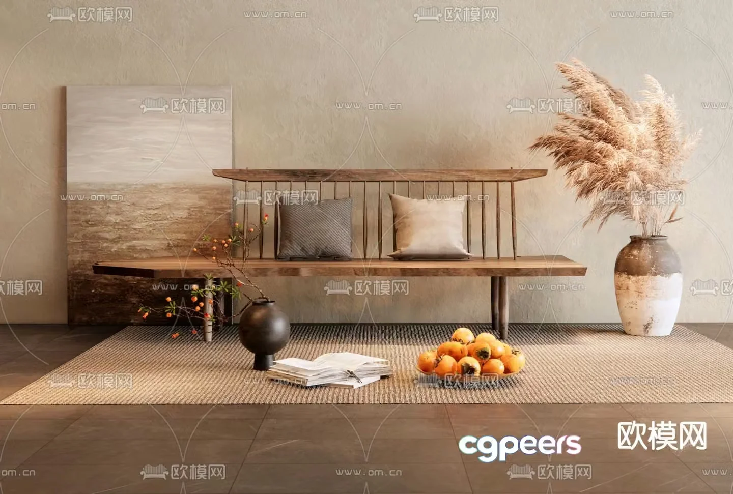 wabi-sabi chair bench leisure chair 3d model