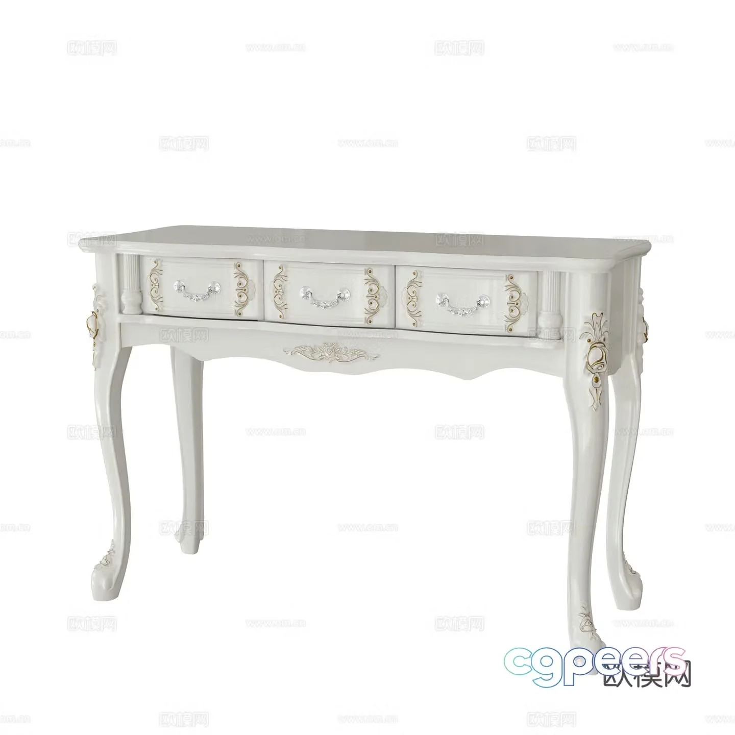 European style carved gold ivory desk 3D model