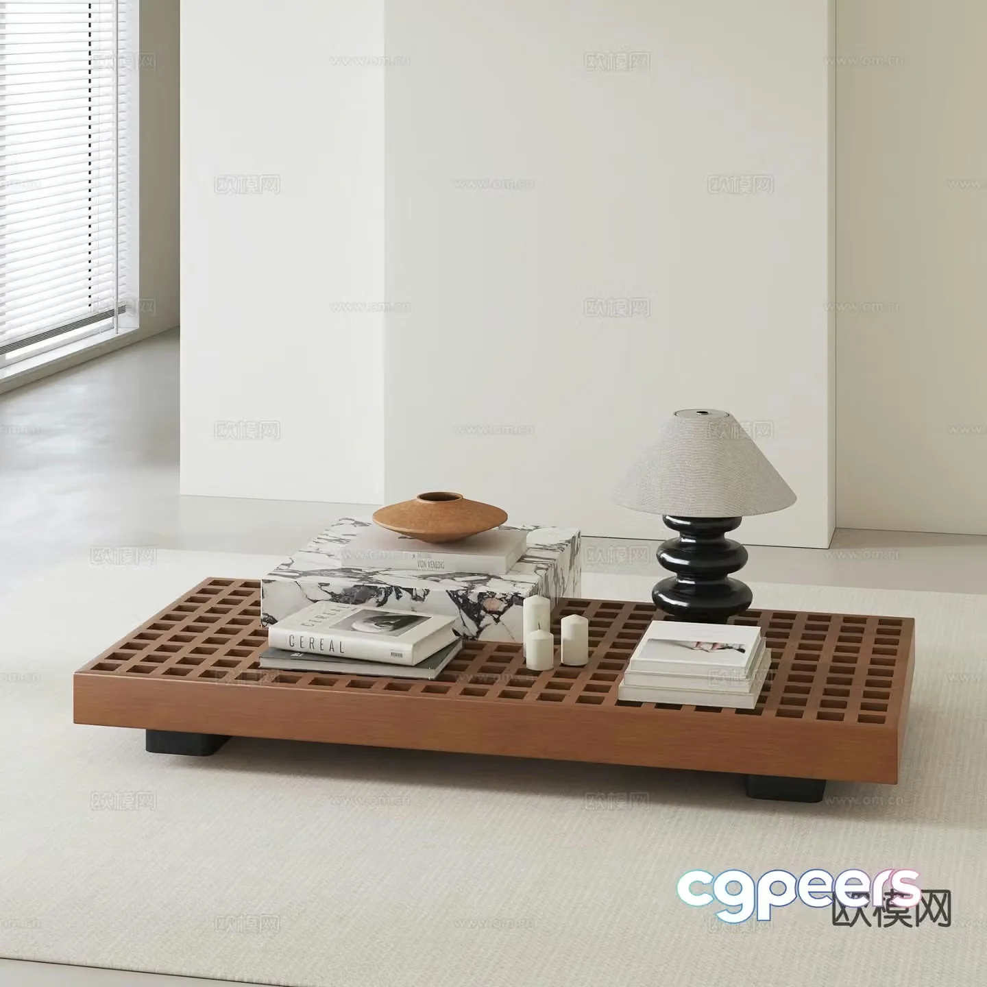 Medieval style solid wood coffee table 3D model