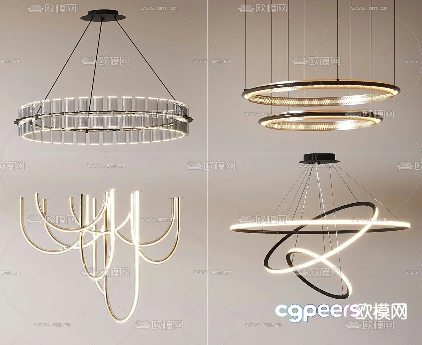 Light luxury chandelier hall chandelier 3d model