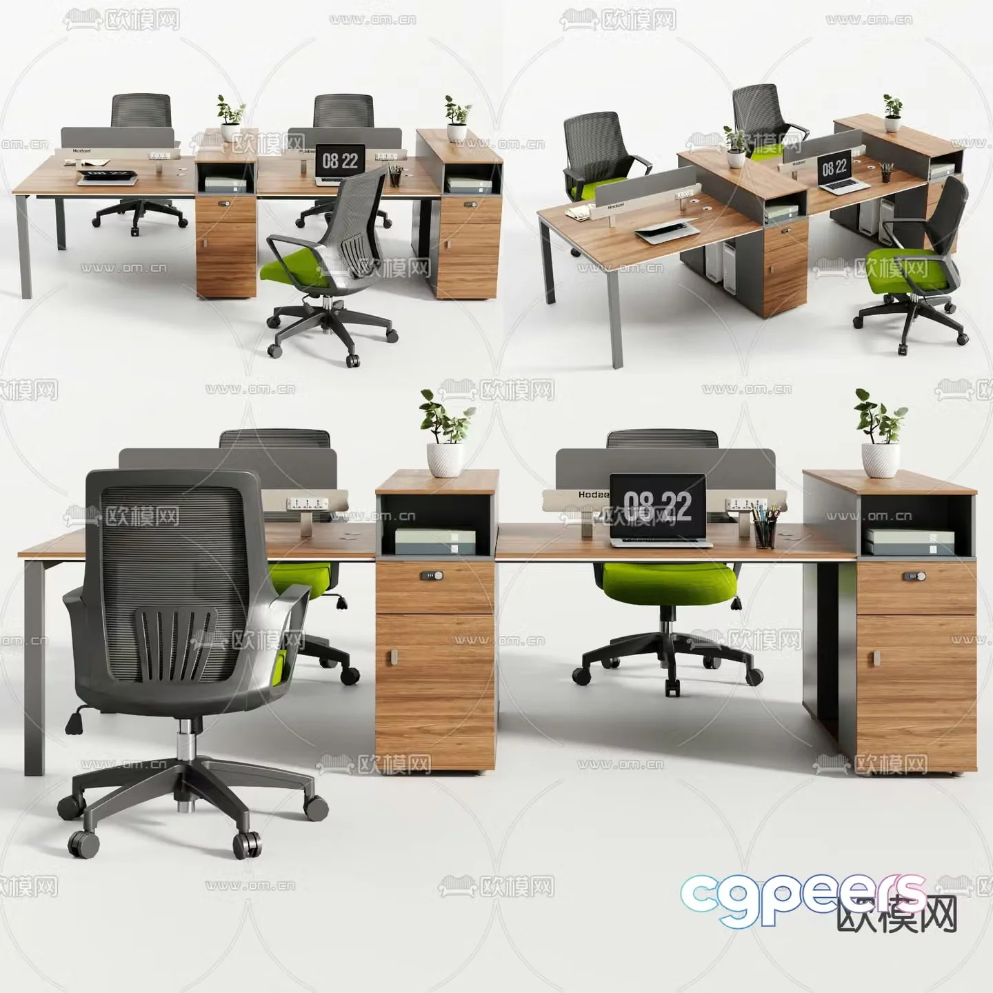 Screen deck office desk and chair 3d model