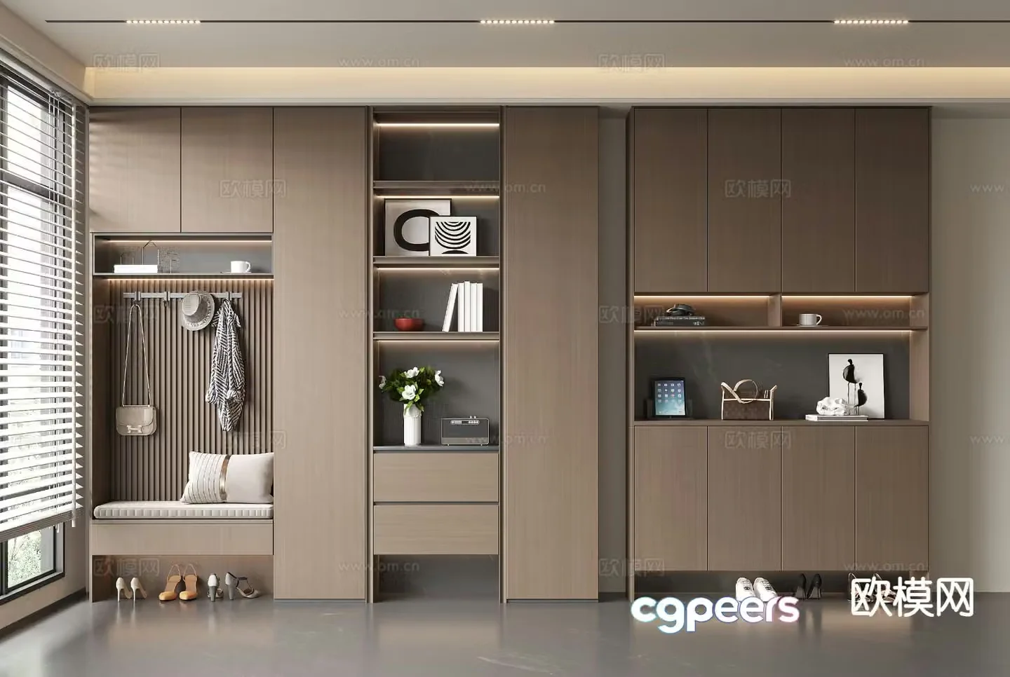 Italian style integrated shoe cabinet 3D model