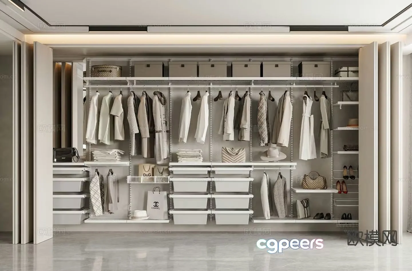 Modern folding door wardrobe wardrobe 3d model