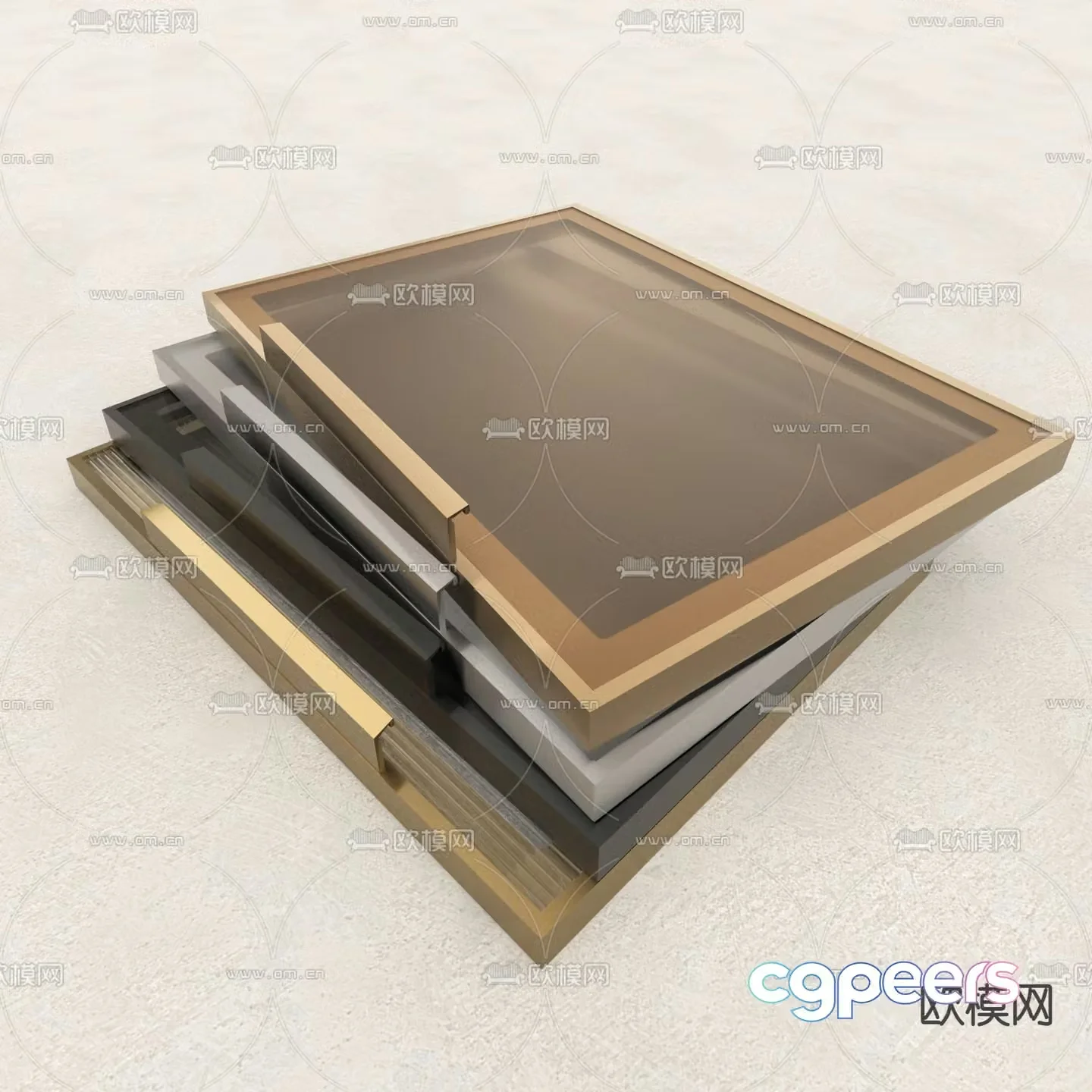 Tempered glass cabinet door aluminum frame glass door 3d model