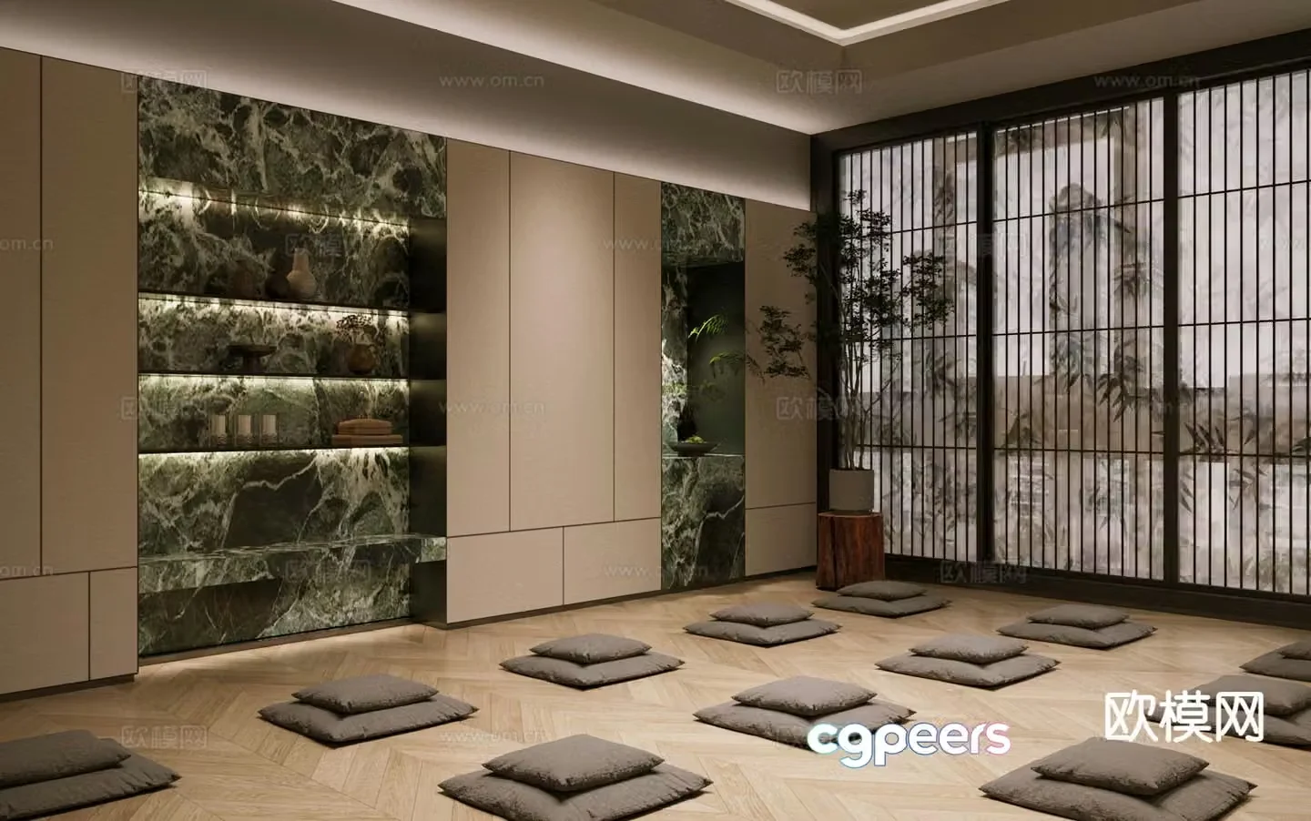 Modern Zen Lounge Meditation Room Yoga Room 3D Model