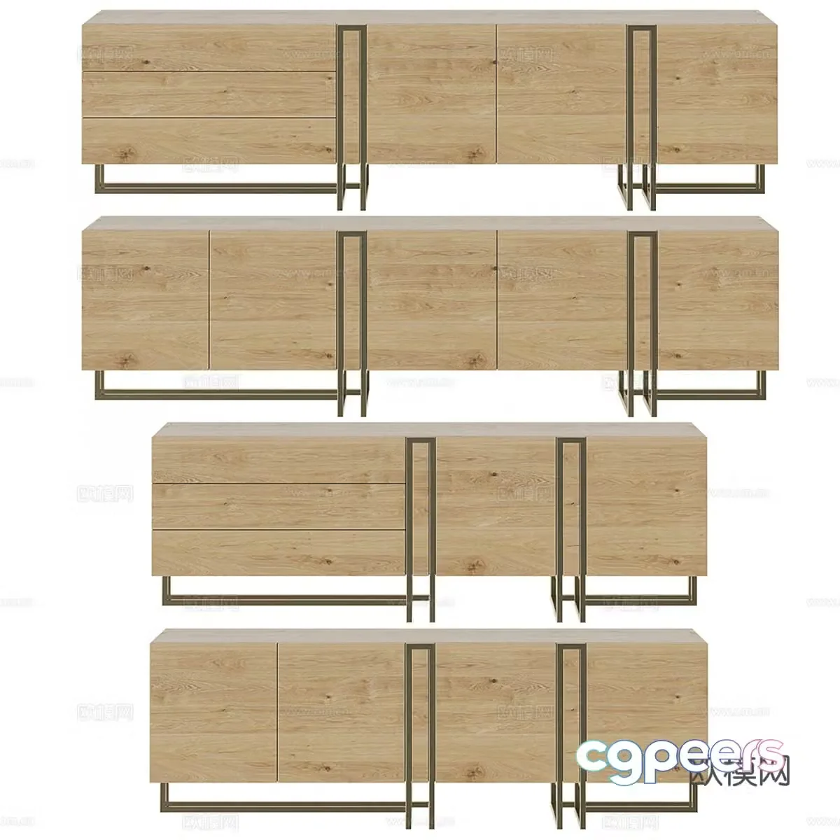 Modern light luxury solid wood TV cabinet 3D model