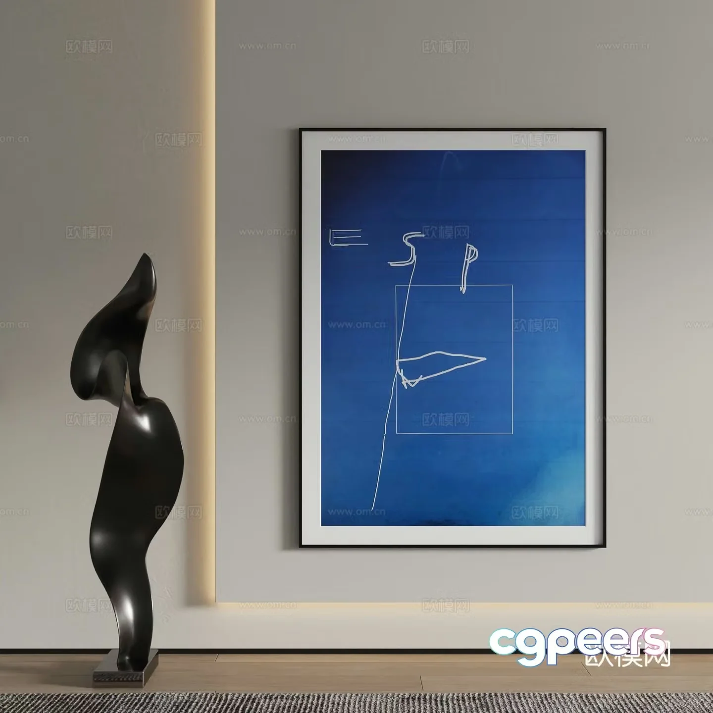 Modern decorative painting abstract painting simple painting 3d model