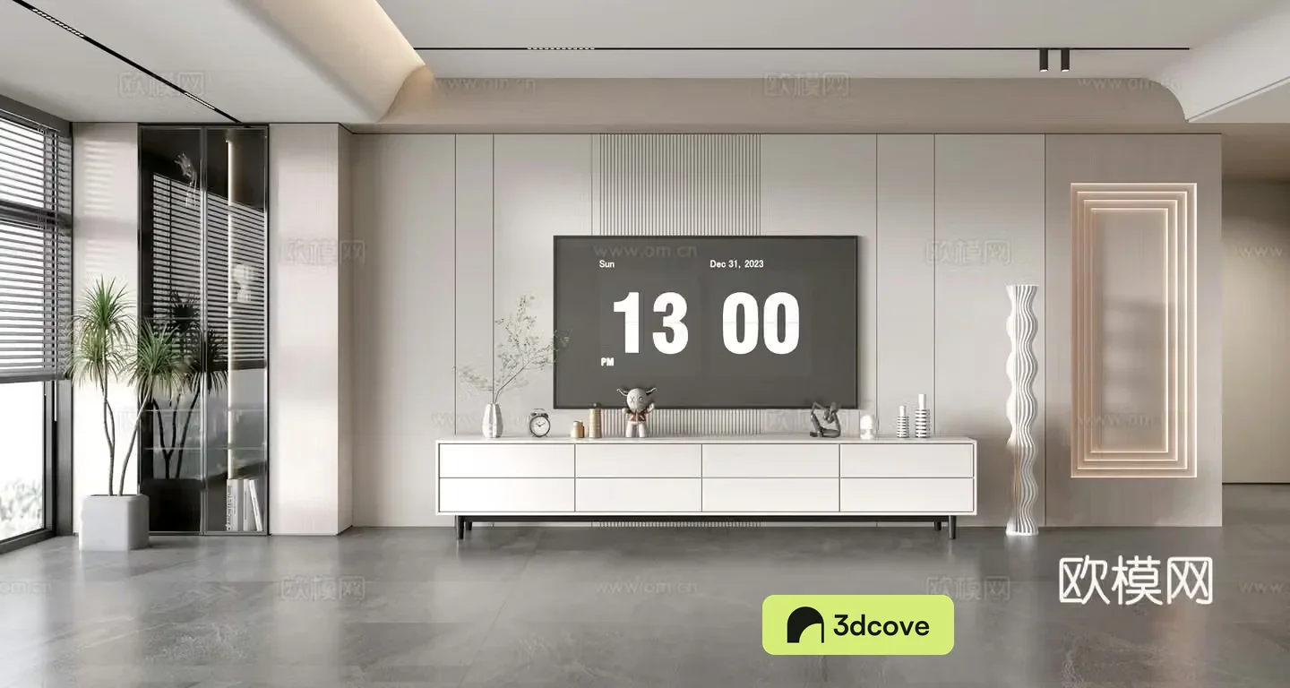 Modern simple living room light luxury TV background wall TV set full wall TV cabinet combination