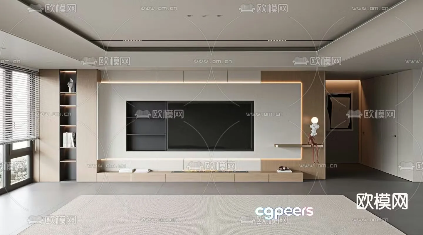Modern TV background wall 3d model