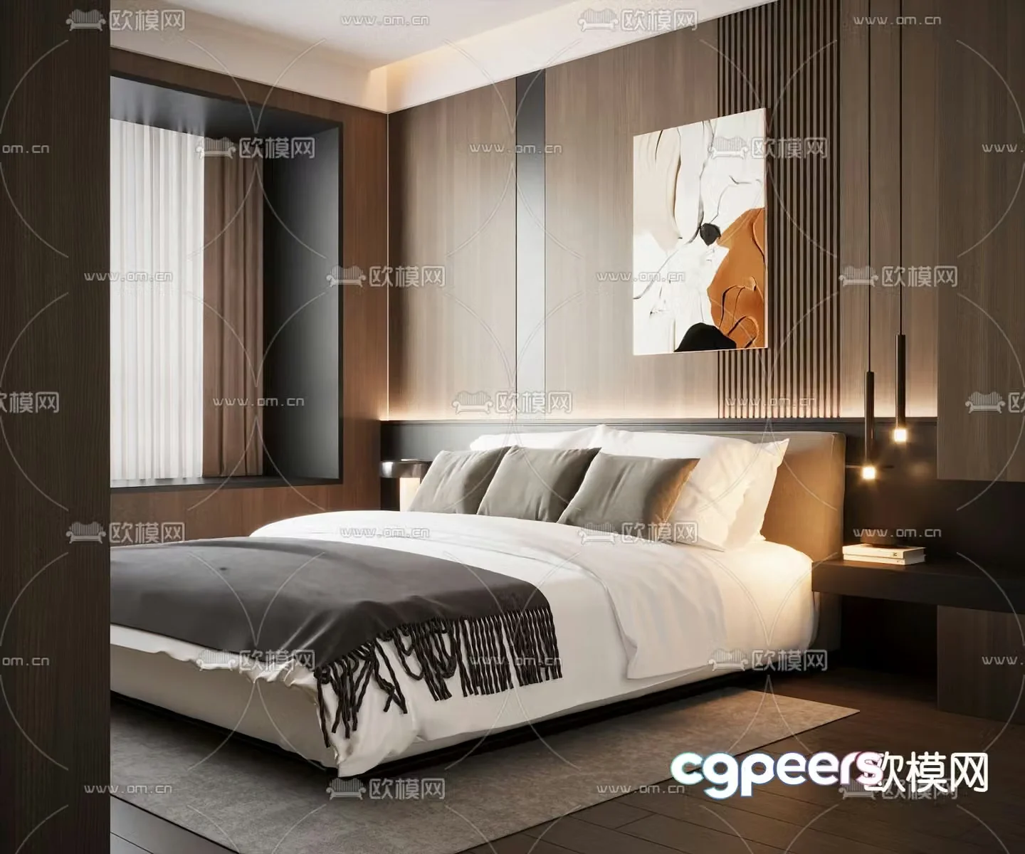 Italian double bed 3d model