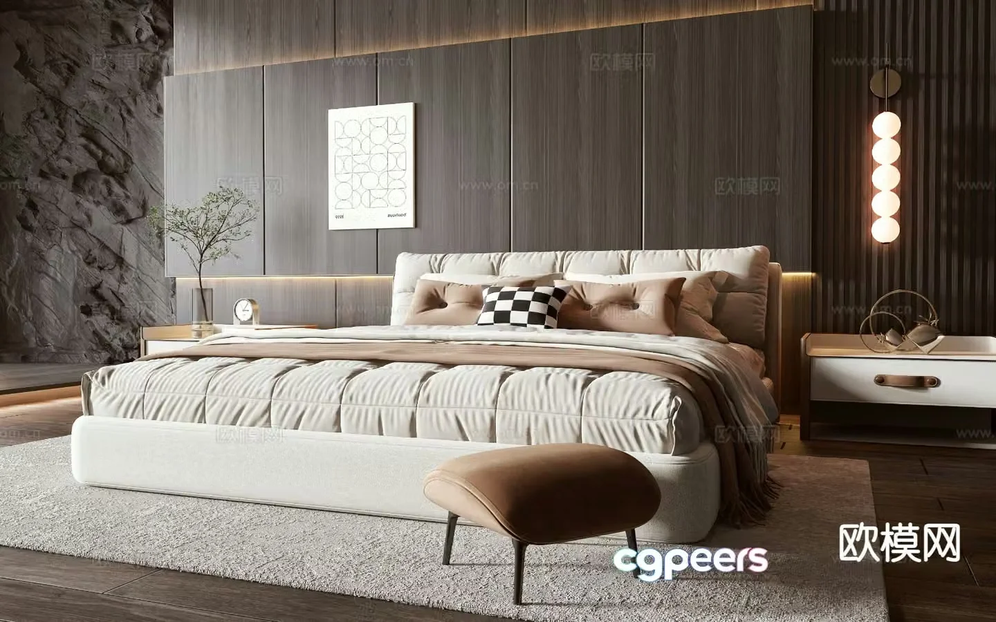 Italian double bed 3d model