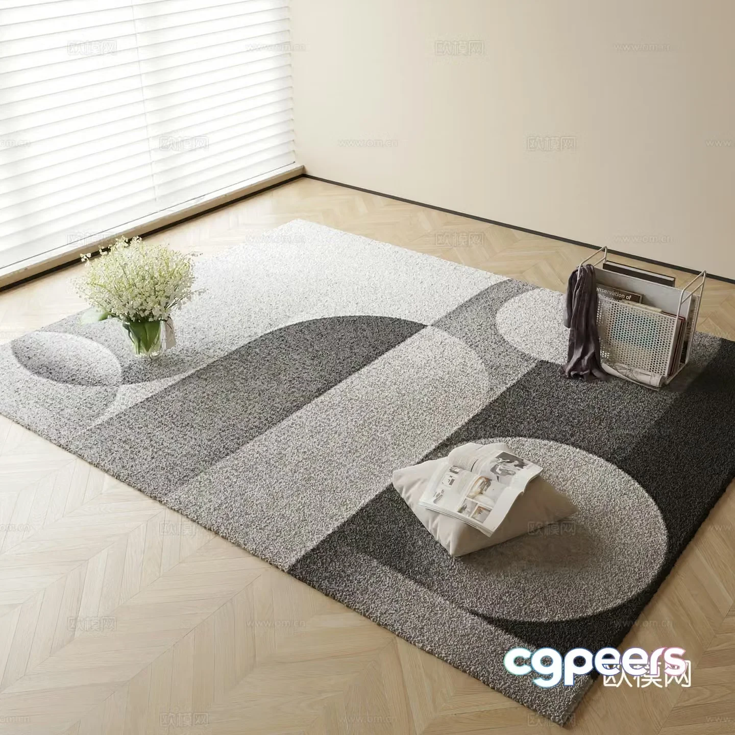 Modern carpet square rug 3d model