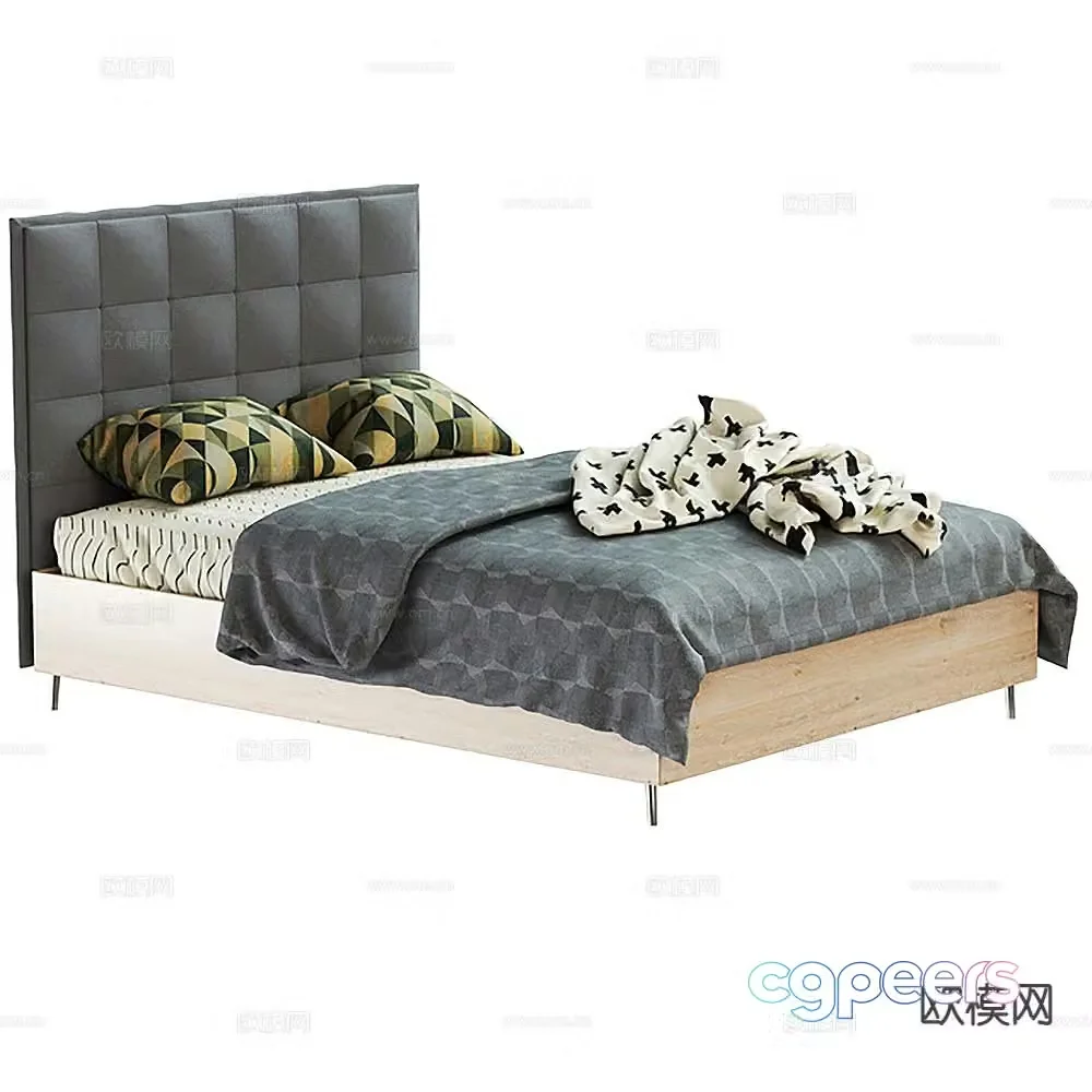 Modern double bed 3d model