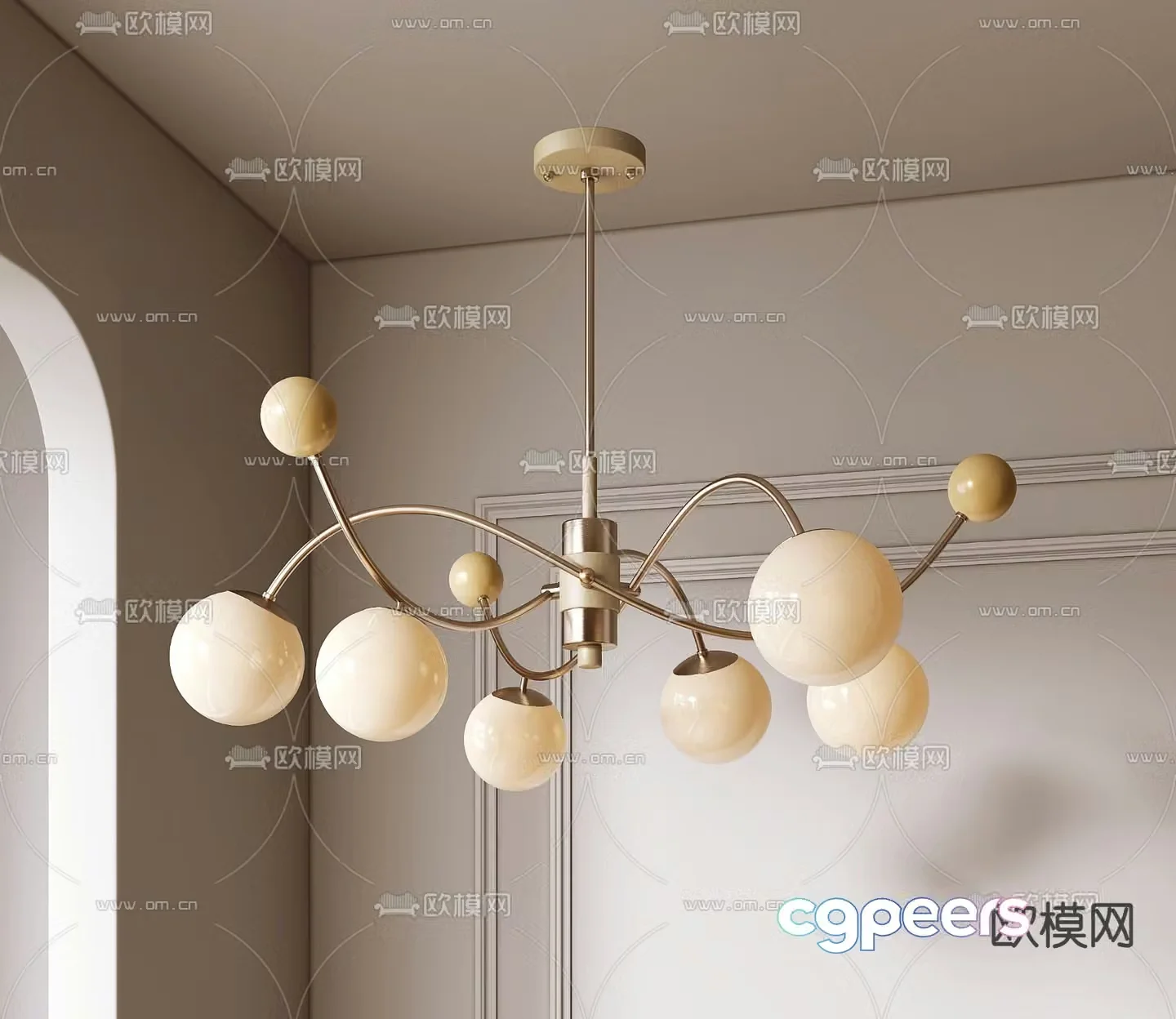 Cream style chandelier 3d model