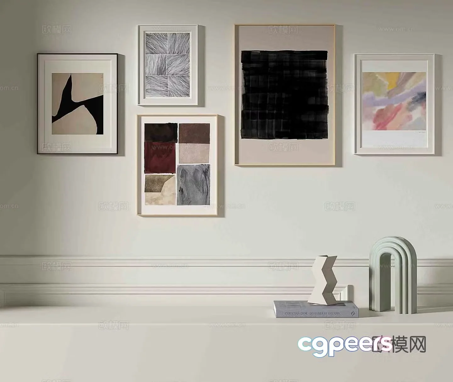Modern texture painting decorative painting 3d model
