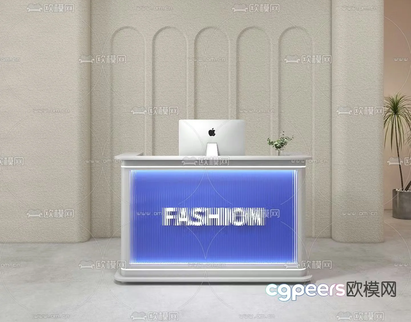 Front desk reception desk service desk information desk 3d model