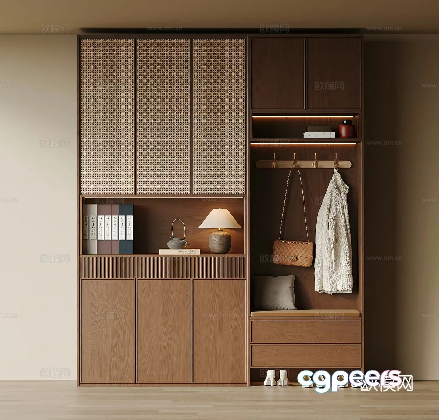 New Chinese style shoe cabinet finished shoe cabinet shoe cabinet ornament 3D model