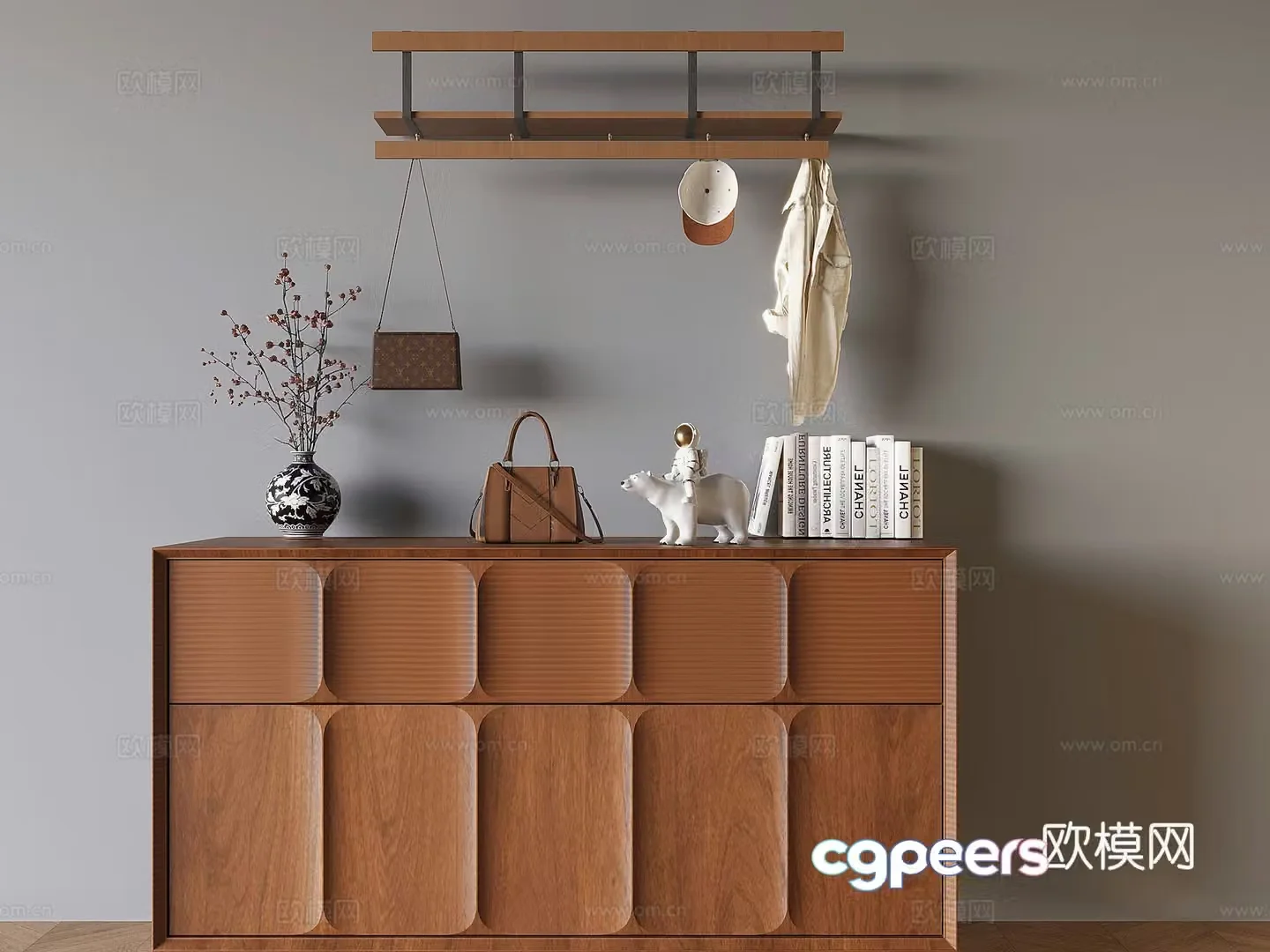 Song’s aesthetic sideboard medieval style storage sideboard solid wood entrance cabinet end view cabinet hanger 3D model