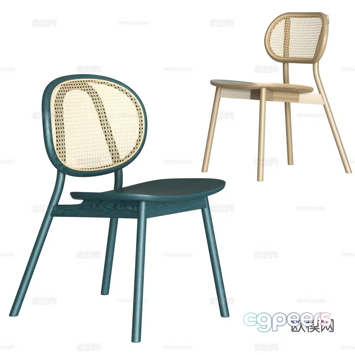 New Chinese style single chair wooden single chair 3D model