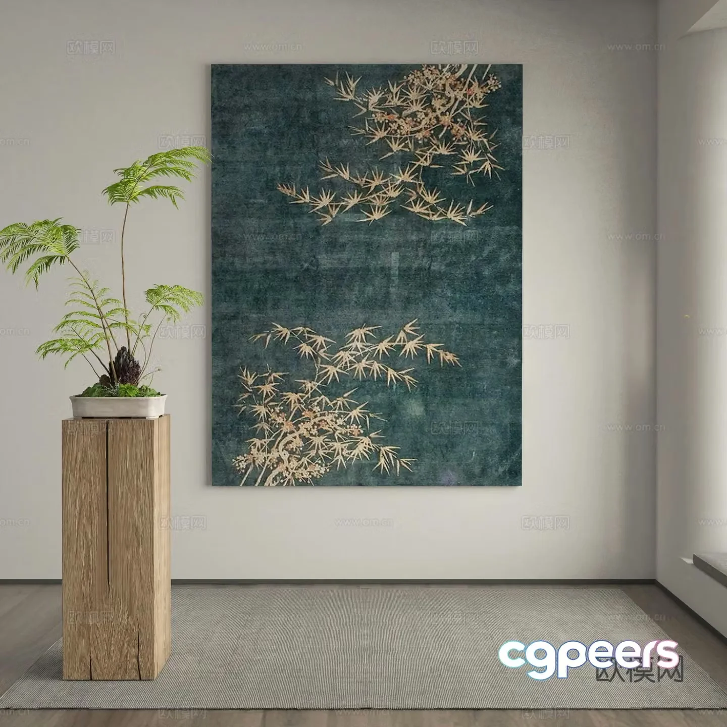 New Chinese texture painting decorative painting 3D model