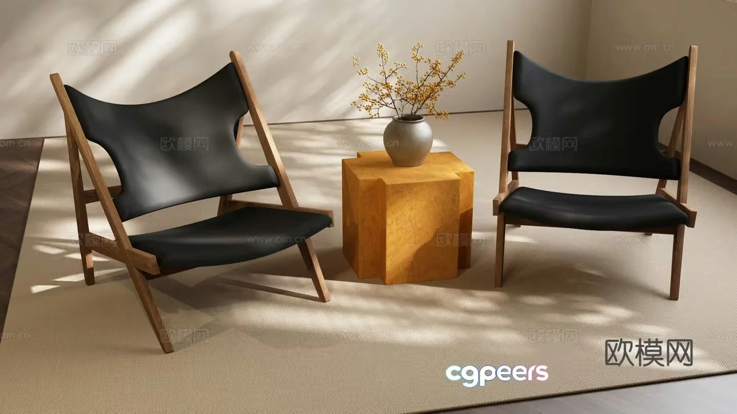 Modern medieval leisure chair combination 3D model