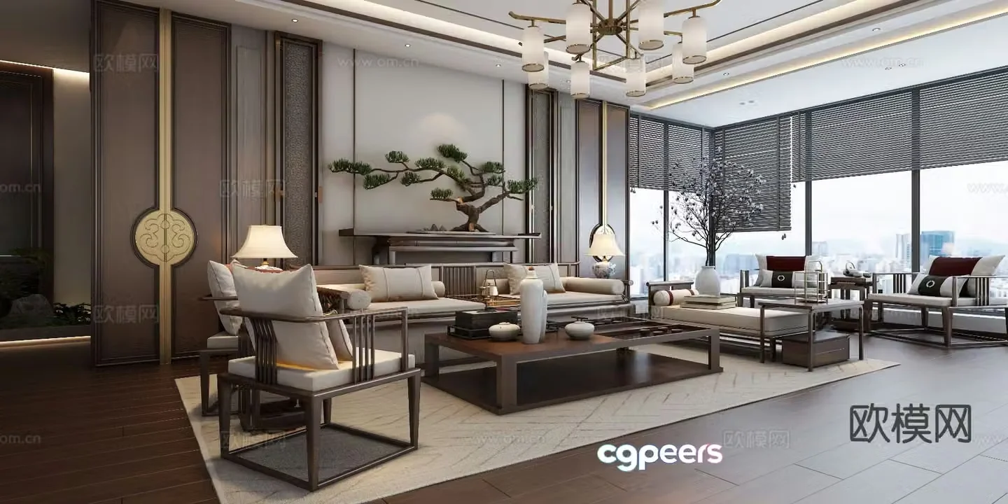 New Chinese style living room 3d model