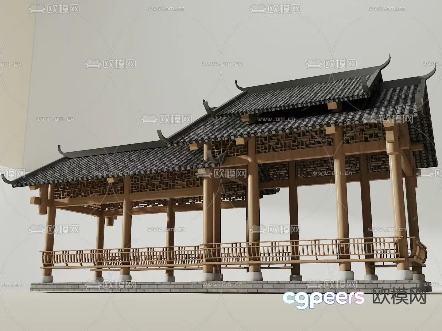 Chinese antique corridor corridor frame corridor 3D model