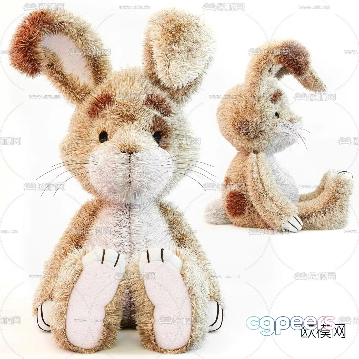 Modern bunny plush doll 3d model