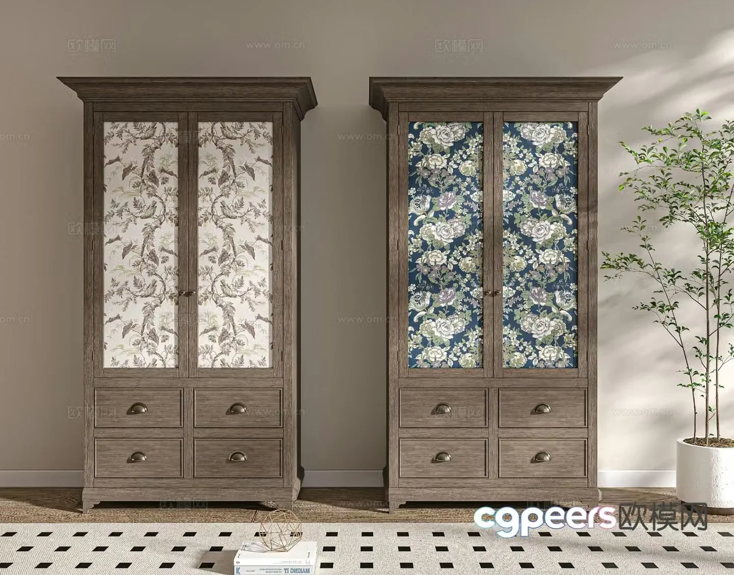 Wabi-sabi wardrobe solid wood wardrobe 3d model