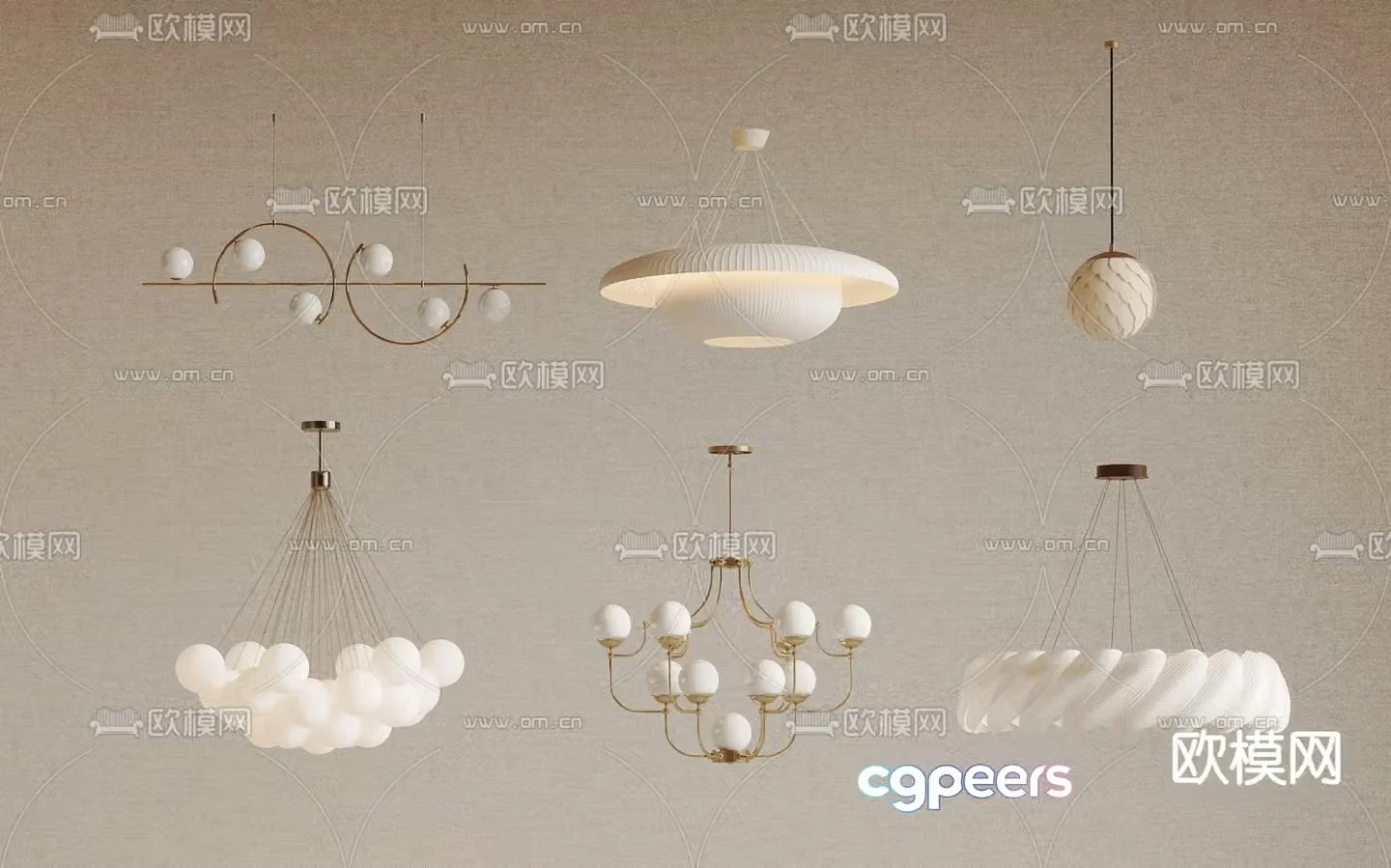 Cream style chandelier hall chandelier 3d model