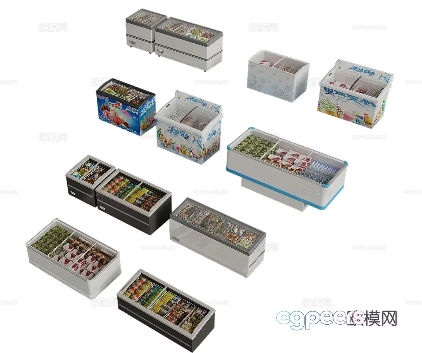 Freezer Refrigerator Freezer Fresh Cabinet 3D Model