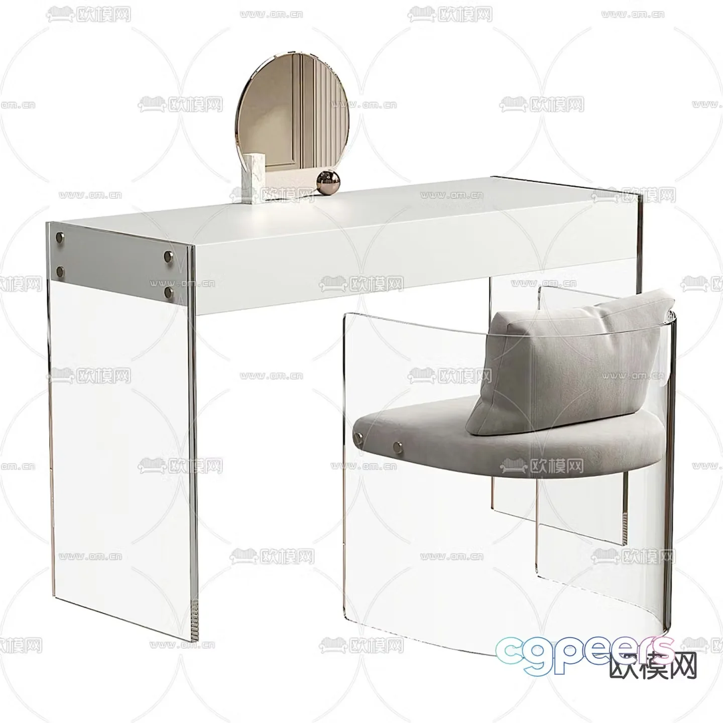 Liftad dressing table makeup table 3d model