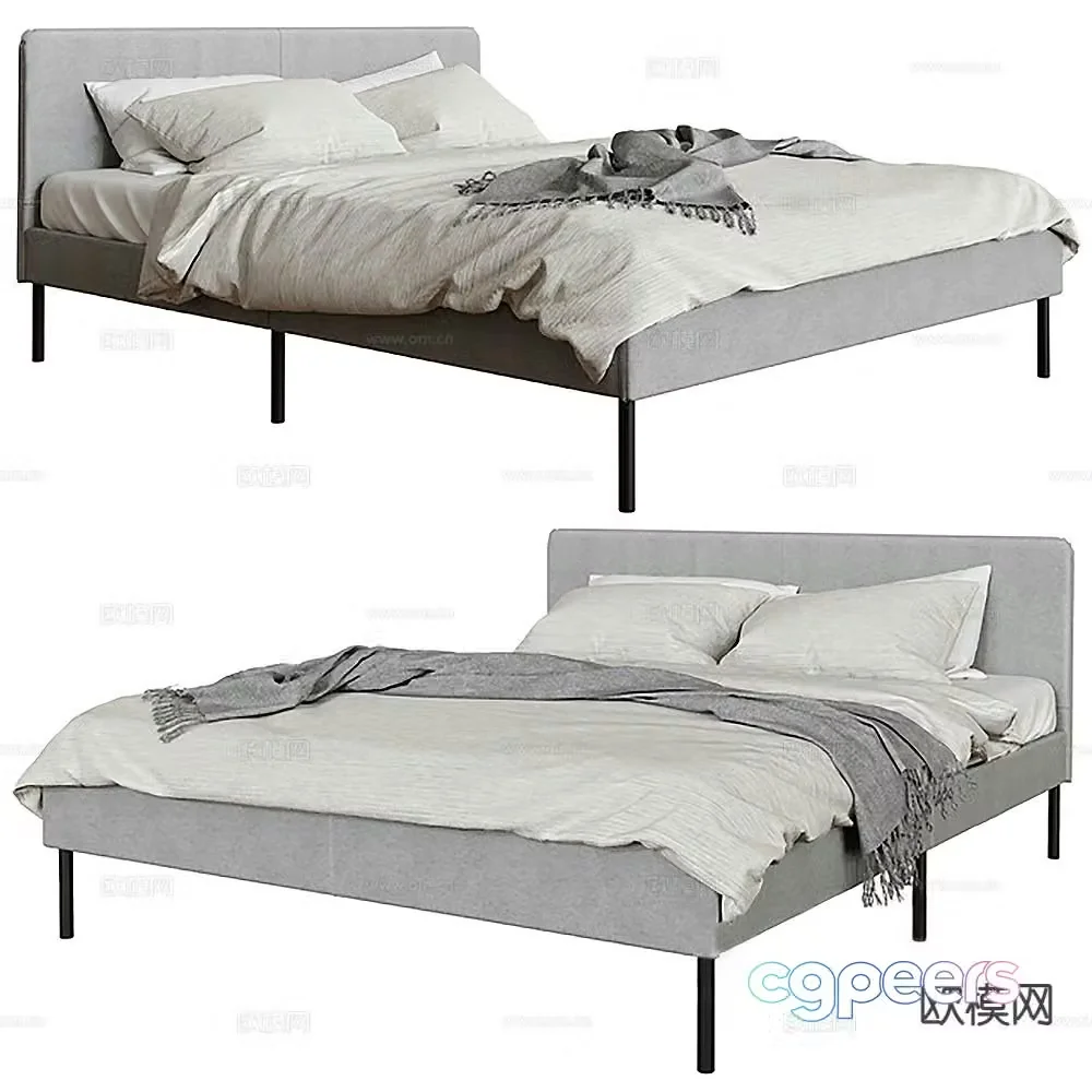 Modern double bed 3d model