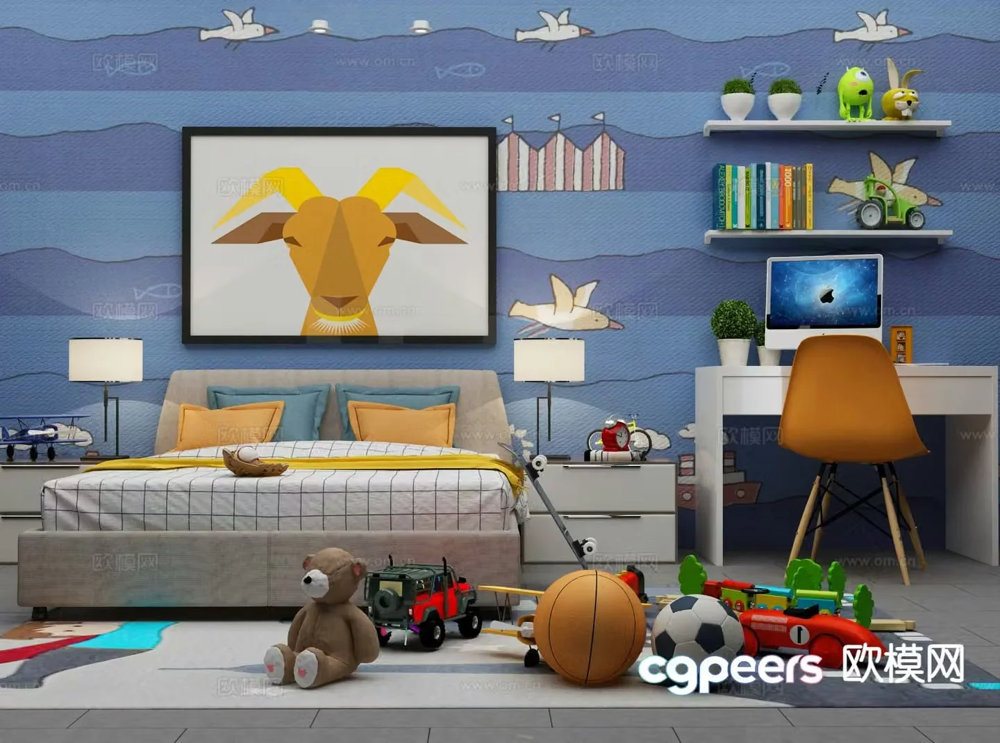 Modern children’s bed 3d model