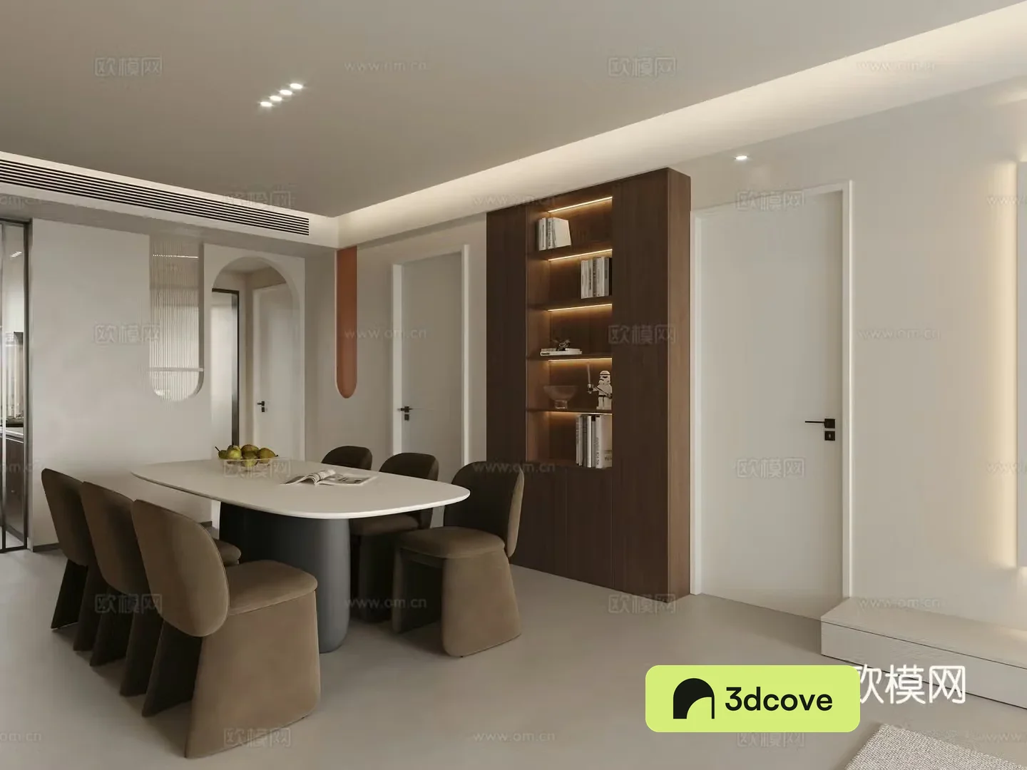 Creamy style restaurant renderings Creamy style dining table